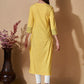 Party Wear Kurti Cotton Yellow Sequins Kurtis