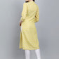 Designer Kurti Cotton Yellow Booti Kurtis