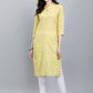 Designer Kurti Cotton Yellow Booti Kurtis