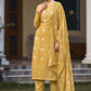 Salwar Suit Cotton Yellow Embroidered Salwar Kameez