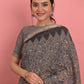 Designer Cotton Grey Embroidered Saree