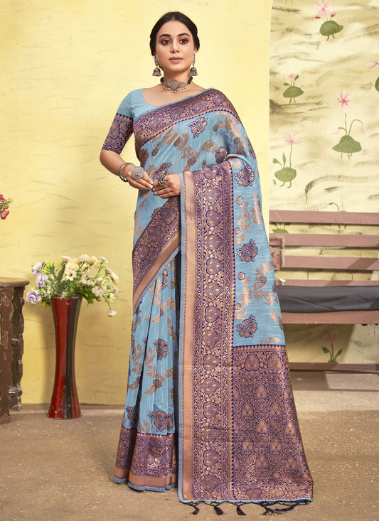 Traditional Saree Cotton Grey Zari Saree