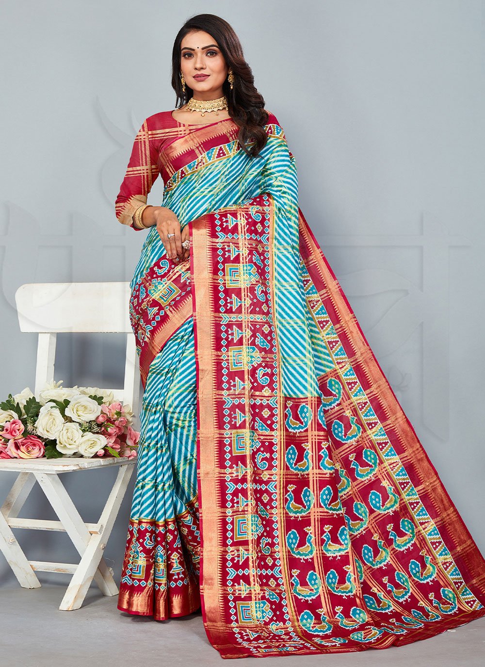 Trendy Saree Cotton Multi Colour Woven Saree