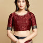 Trendy Saree Silk Cream Maroon Jacquard Work Saree