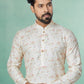 Kurta Pyjama Fancy Fabric Cream Multi Colour Digital Print Mens