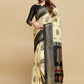 Classic Silk Blue Cream Jacquard Work Saree