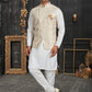 Kurta Payjama With Jacket Cotton Cream Off White Chicken Mens