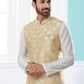 Indo Western Banarasi Silk Dupion Silk Cream Off White Jacquard Work Mens