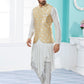 Indo Western Banarasi Silk Dupion Silk Cream Off White Jacquard Work Mens