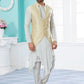 Indo Western Banarasi Silk Dupion Silk Cream Off White Jacquard Work Mens