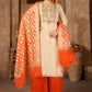 Straight Salwar Suit Cotton Cream Orange Weaving Salwar Kameez