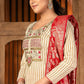 Palazzo Salwar Suit Cotton Cream Red Weaving Salwar Kameez