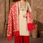 Palazzo Salwar Suit Cotton Cream Red Weaving Salwar Kameez