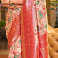 Traditional Saree Patola Silk Cream Red Weaving Saree