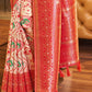 Traditional Saree Patola Silk Cream Red Weaving Saree