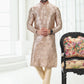 Kurta Pyjama Banarasi Silk Cream Digital Print Mens