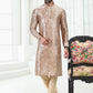 Kurta Pyjama Banarasi Silk Cream Digital Print Mens