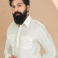 Kurta Pyjama Dupion Silk Cream Plain Mens