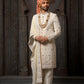 Sherwani Georgette Cream Machine Embroidery Mens