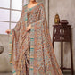 Designer Crepe Silk Cream Digital Print Saree