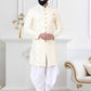 Indo Western Jacquard Cream Woven Mens