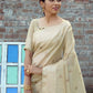 Trendy Saree Linen Tissue Cream Woven Saree