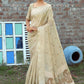 Trendy Saree Linen Tissue Cream Woven Saree