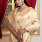 Contemporary Satin Silk Cream Weaving Saree