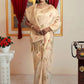 Contemporary Satin Silk Cream Weaving Saree
