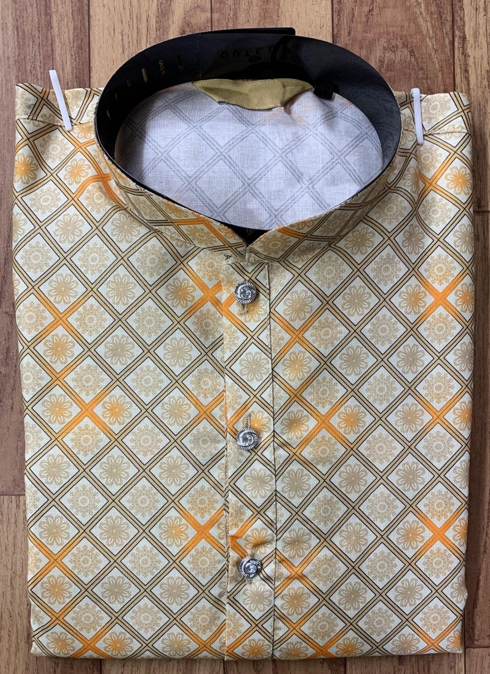 Kurta Pyjama Cotton Cream Digital Print Mens