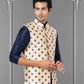 Nehru Jackets Jacquard Silk Cream Embroidered Mens