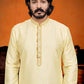 Kurta Pyjama Silk Cream Fancy Work Mens