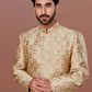 Indo Western Jacquard Cream Fancy Work Mens