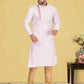 Kurta Pyjama Dupion Silk Cream Fancy Work Mens