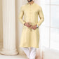 Kurta Pyjama Silk Cream Fancy Work Mens