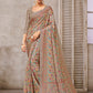 Designer Crepe Silk Cream Digital Print Saree