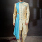 Indo Western Sherwani Jacquard Cream Embroidered Mens