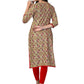 Designer Kurti Rayon Cream Foil Print Kurtis