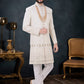 Indo Western Sherwani Georgette Cream Embroidered Mens