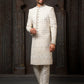 Sherwani Georgette Cream Machine Embroidery Mens