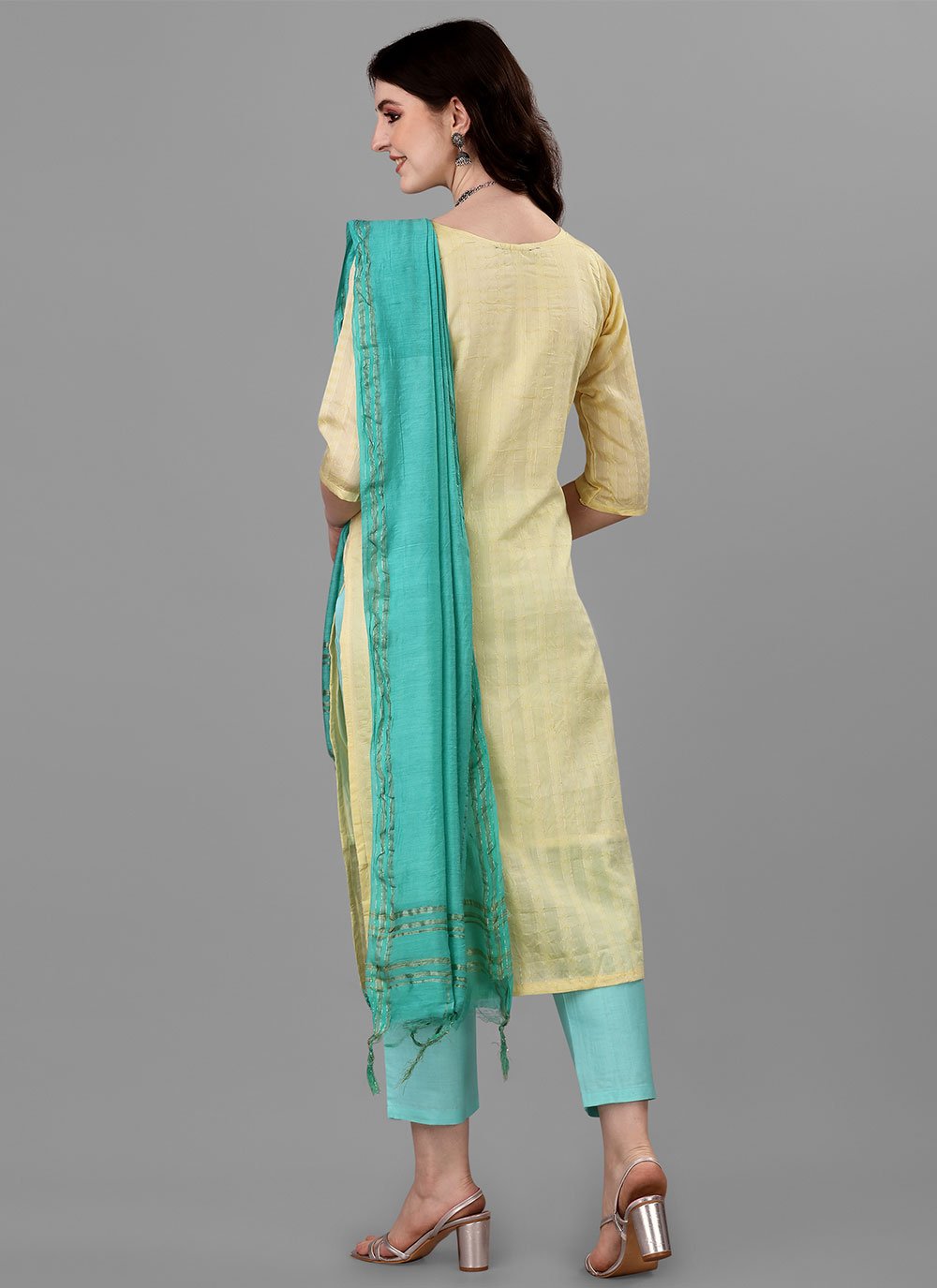 Salwar Suit Handloom Cotton Cream Embroidered Salwar Kameez