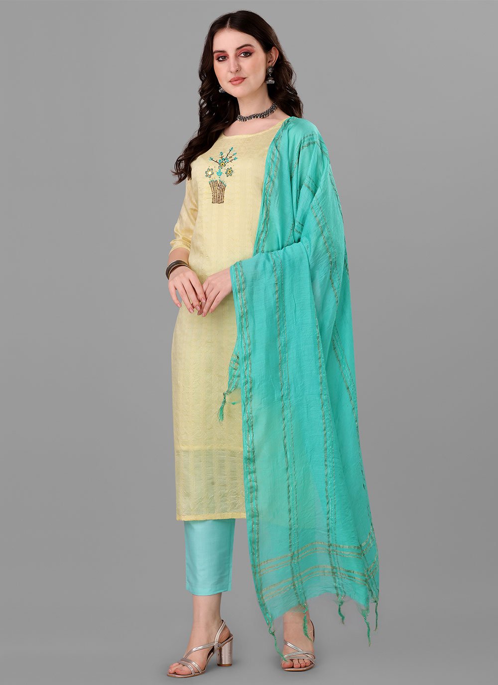 Salwar Suit Handloom Cotton Cream Embroidered Salwar Kameez