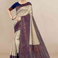 Contemporary Banarasi Silk Cream Jacquard Work Saree