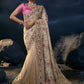 Contemporary Net Cream Embroidered Saree