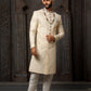 Sherwani Art Silk Cream Machine Embroidery Mens