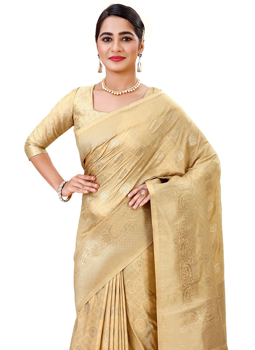 Classic Silk Cream Weaving Saree