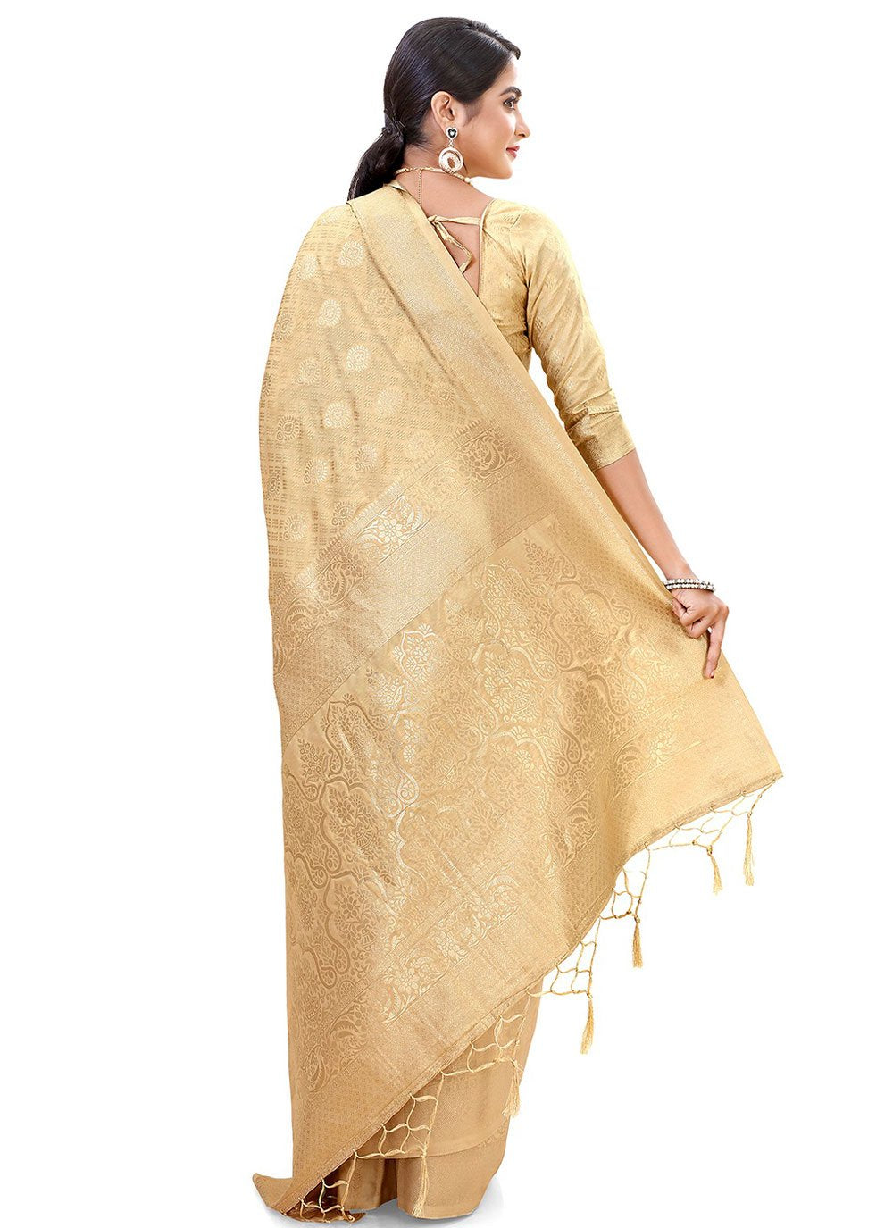 Classic Silk Cream Weaving Saree