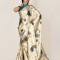 Designer Satin Cream Digital Print Saree