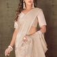 Classic Organza Silk Cream Embroidered Saree