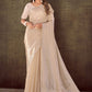 Classic Organza Silk Cream Embroidered Saree